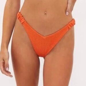 New Beach Riot Orange Sunshine Haze Scrunch Phoebe Bikini Bottom